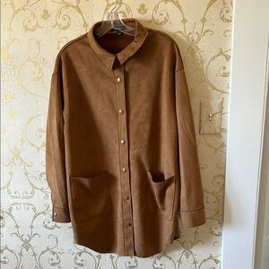 Brown Button-Up Shirt Jacket